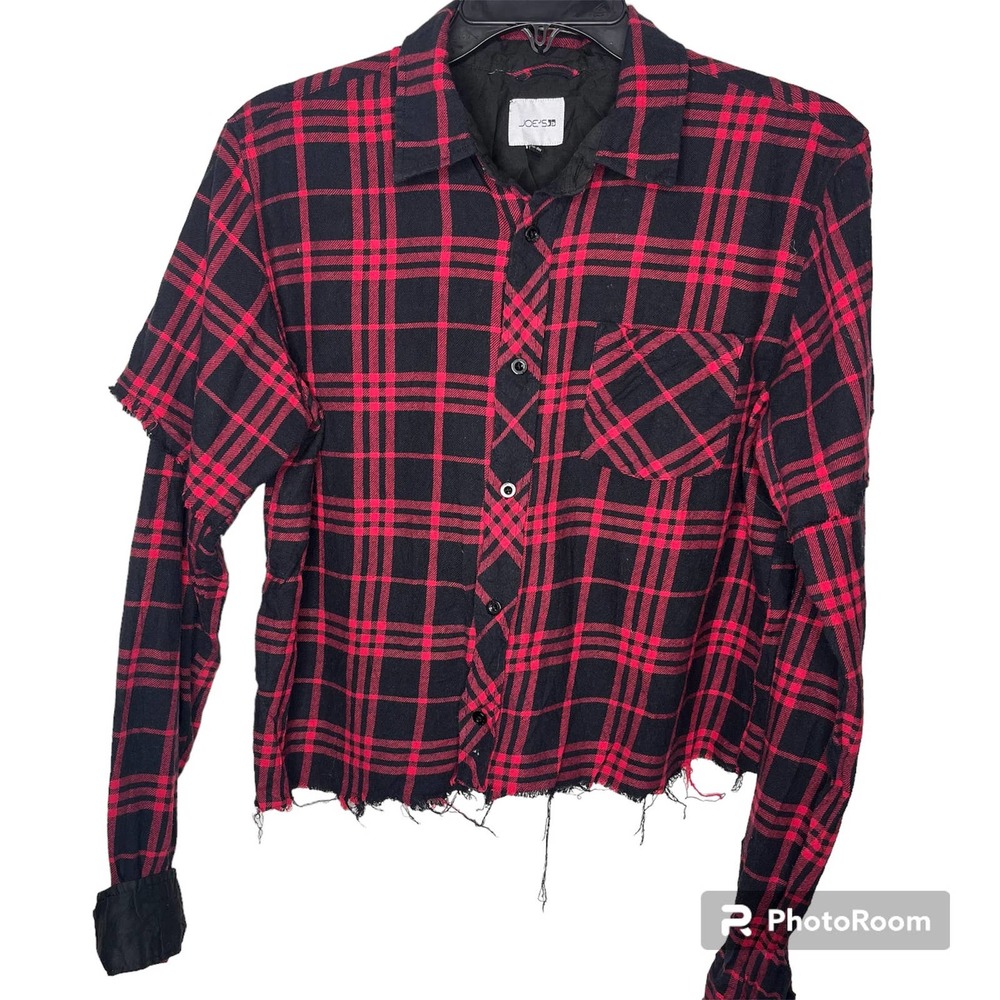 Joes Red and Black Distressed Plaid‎ Flannel XL X-Large